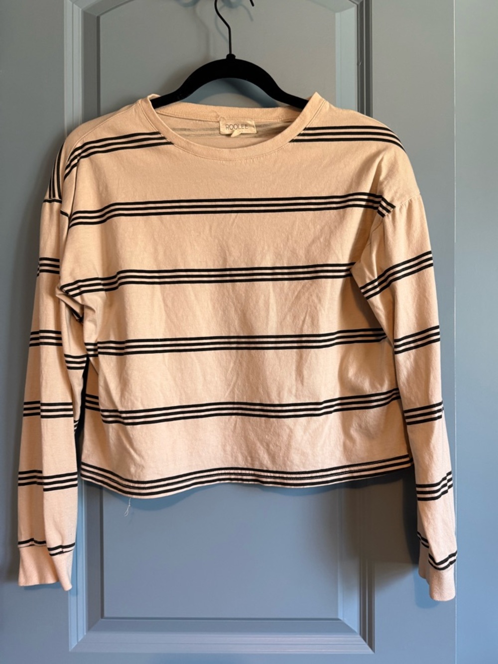 Roolee Cream Striped Long Sleeve Top